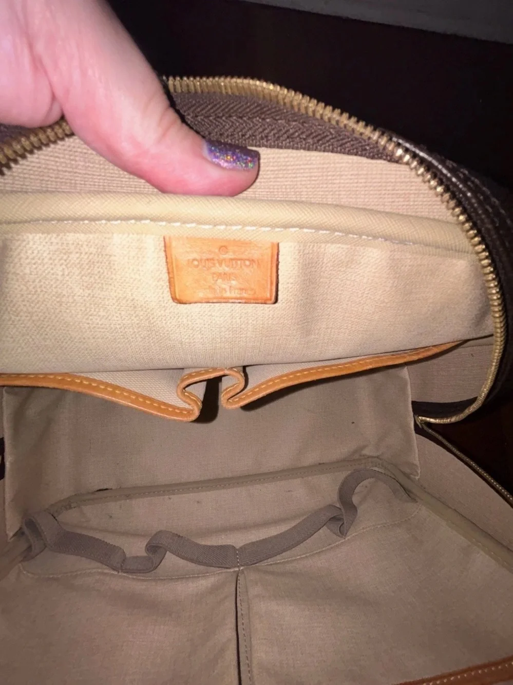 Louis Vuitton Brown Monogram Satchel with Natural Leather Handles Deauville